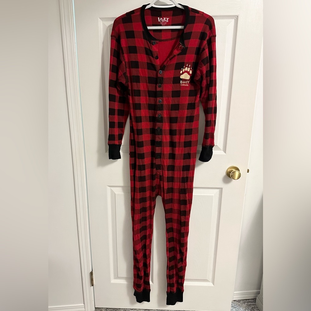 Lazy One Red and Black Buffalo Plaid Pajama Jumpsuit